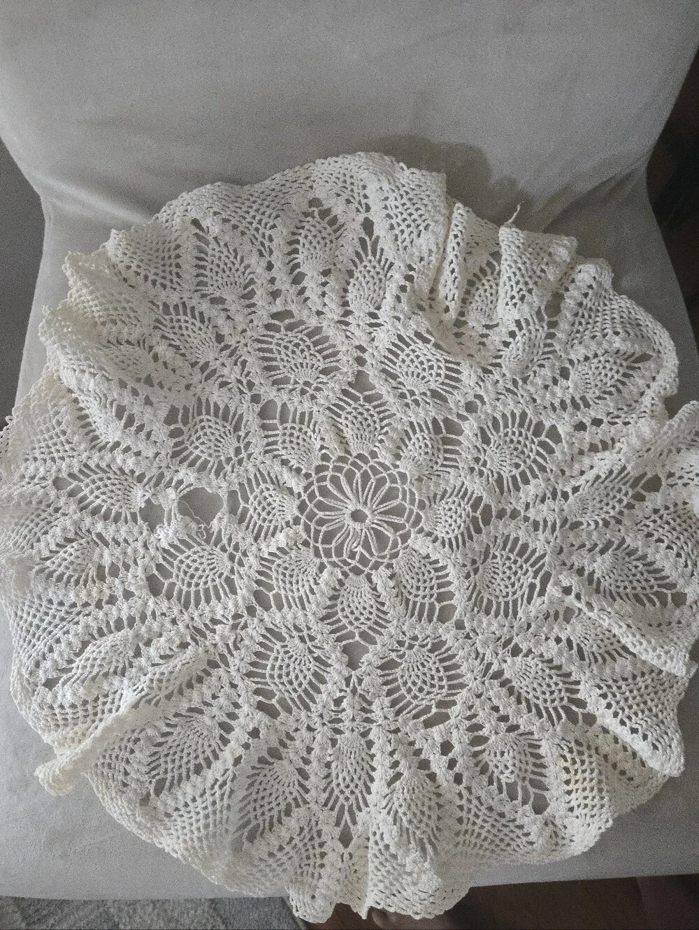 Antique Handmade Cream Crochet Doilies Set - 17